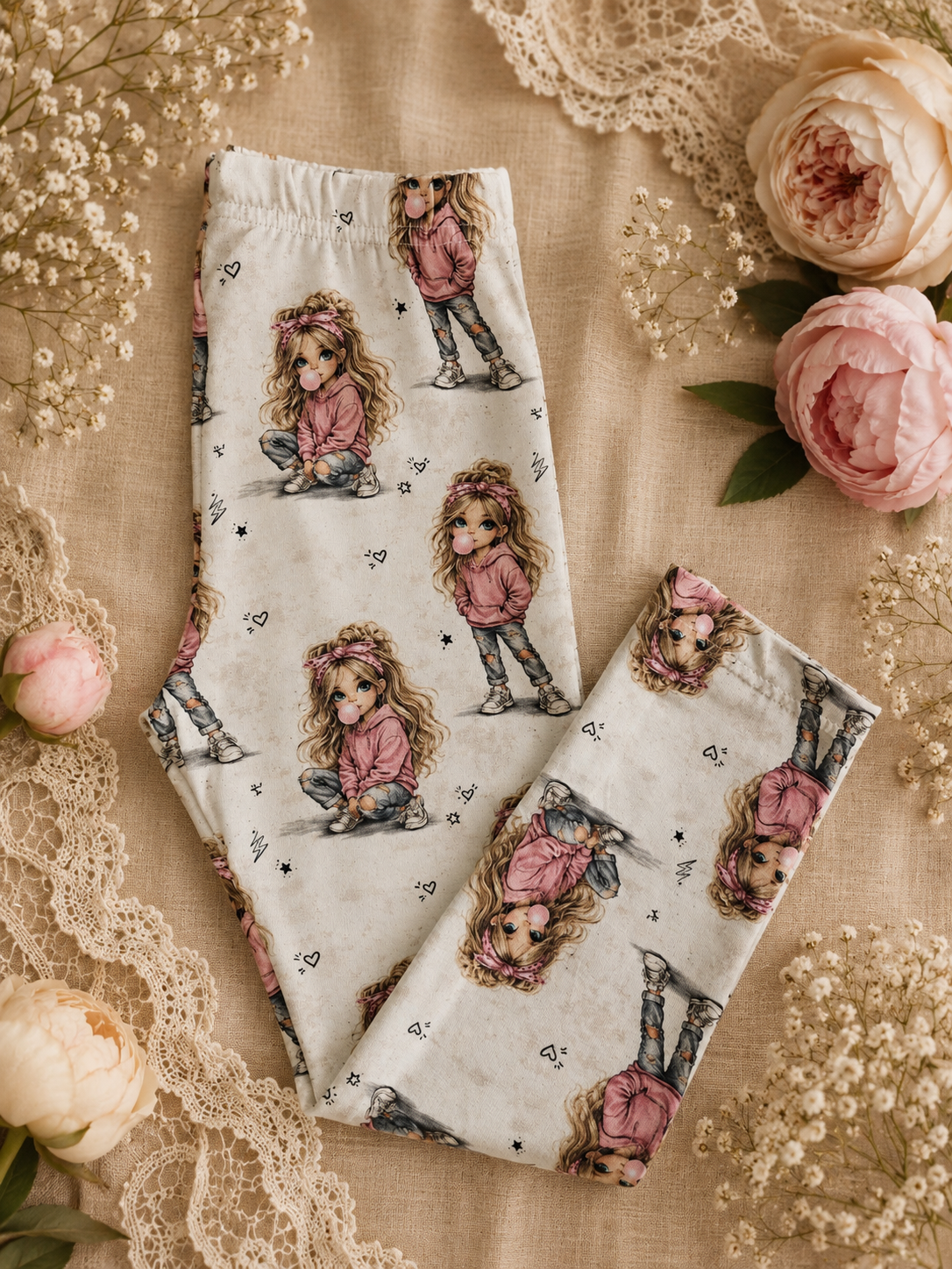 Legginsy dziewczęce „Bubble Girl” – odzież dziecięca premium szyta w Polsce | Little Atelier ZZ