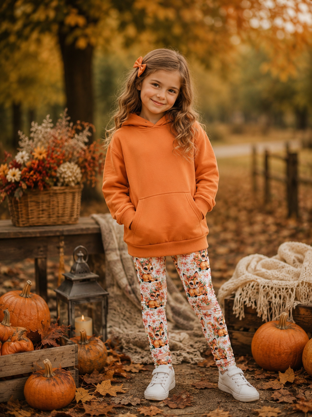 Legginsy dziewczęce „Leśna Sarenka” – odzież dziecięca premium szyta w Polsce | Little Atelier ZZ