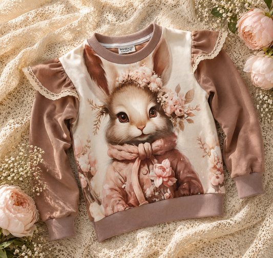 Bluza dziewczęca „Królicza Elegancja” – odzież dziecięca premium szyta w Polsce | Little Atelier