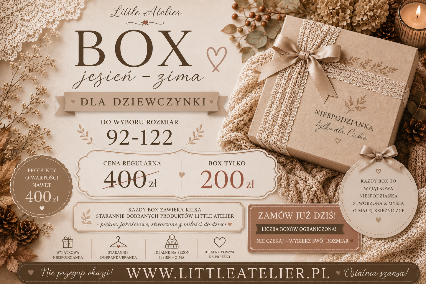 BOX NIESPODZIANKA JESIEŃ–ZIMA DLA DZIEWCZYNKI – odzież dziecięca premium | Little Atelier