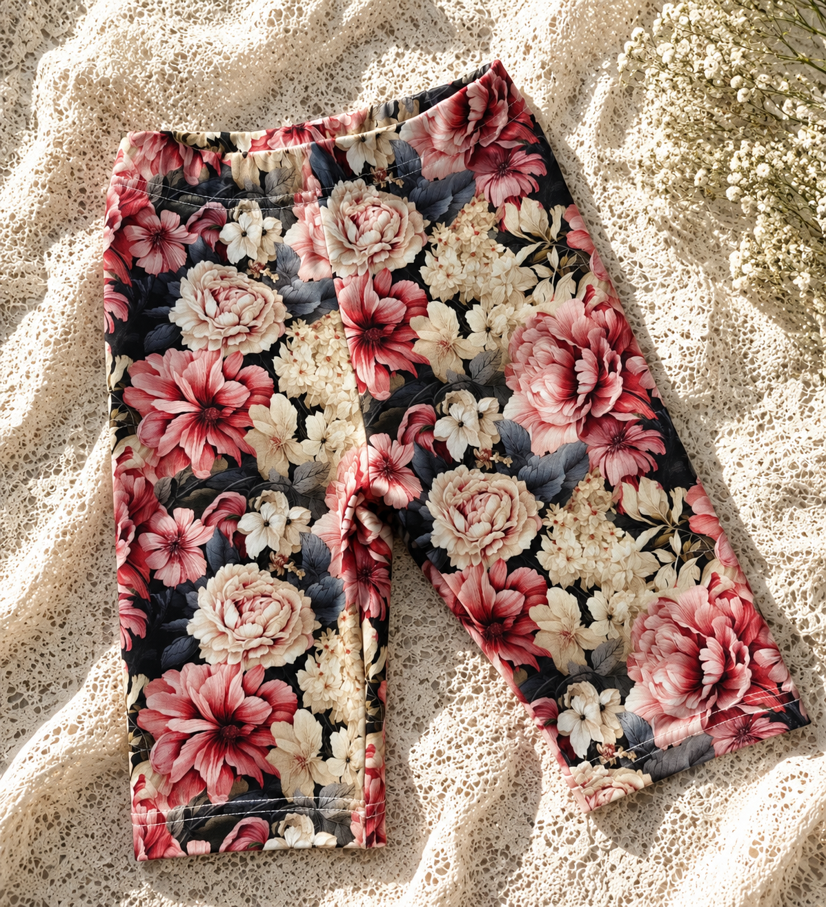 Kolarki dziecięce „Peonie Midnight” – bawełniane kolarki dla dziewczynki | Little Atelier ZZ