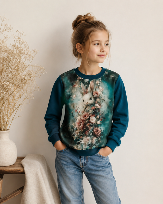 Bluza Biały Królik w Kwiatach