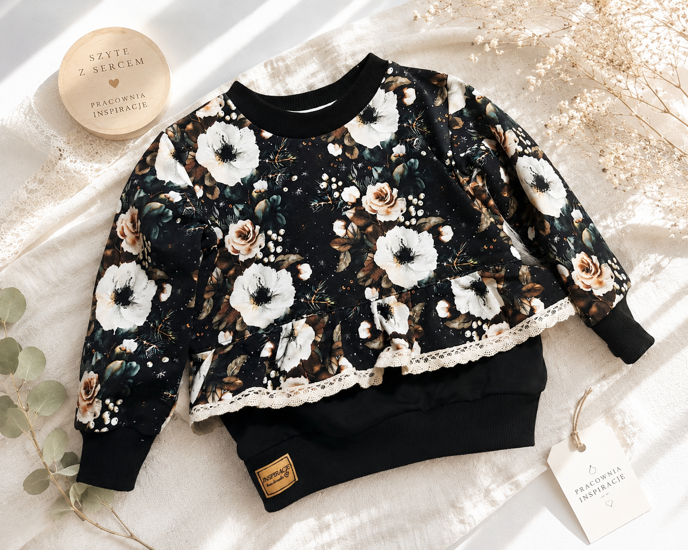 Bluza Peplum Dark Flowers – Little Atelier
