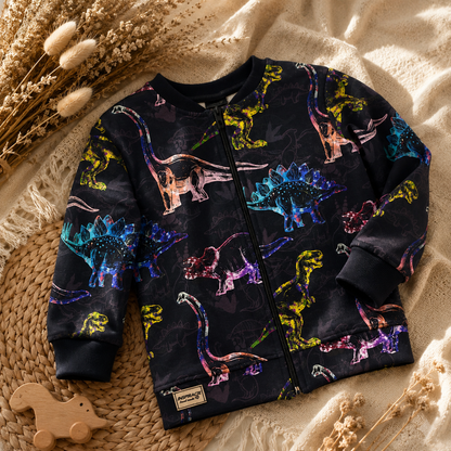Bluza dziecięca bomberka w dinozaury – odzież dziecięca premium Little Atelier