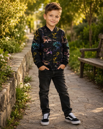 Bluza dziecięca bomberka w dinozaury – odzież dziecięca premium Little Atelier