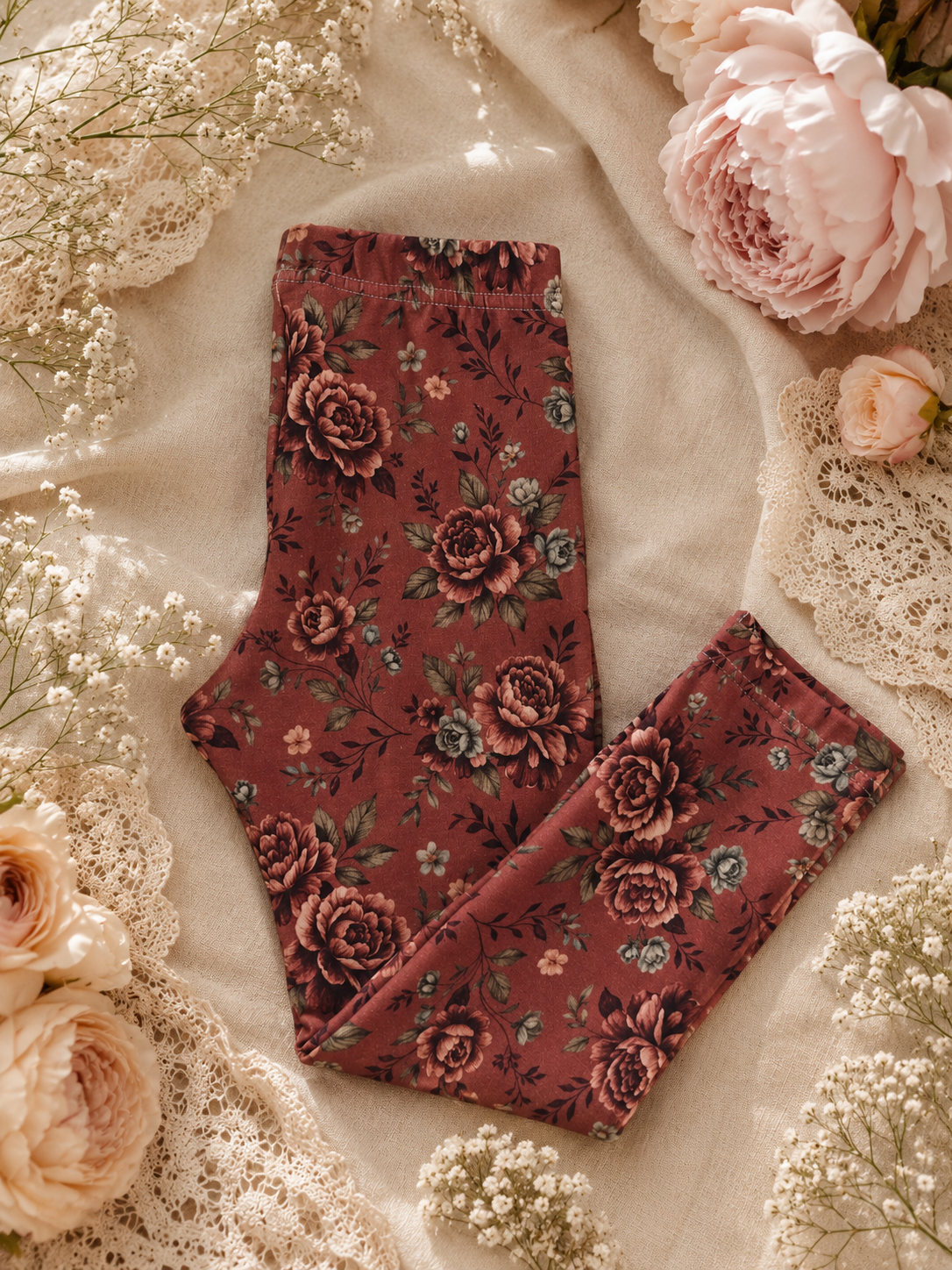 Komplet dziecięcy „Kremowa Bluza z Kapturem &amp; Legginsy Vintage Rose” – odzież dziecięca premium | Little Atelier ZZ