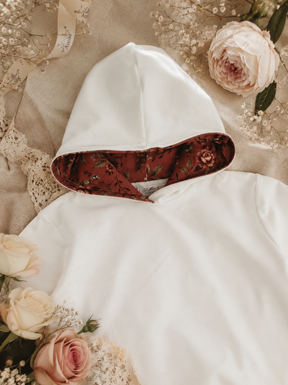 Komplet dziecięcy „Kremowa Bluza z Kapturem &amp; Legginsy Vintage Rose” – odzież dziecięca premium | Little Atelier ZZ