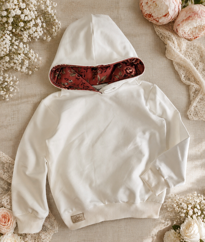 Komplet dziecięcy „Kremowa Bluza z Kapturem &amp; Legginsy Vintage Rose” – odzież dziecięca premium | Little Atelier ZZ