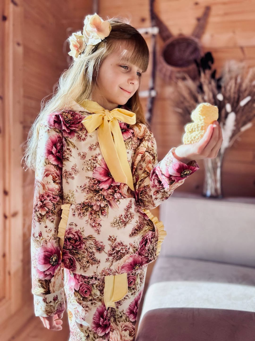 Komplet dziecięcy premium „Blossom Garden” – bluza z kapturem i spodnie