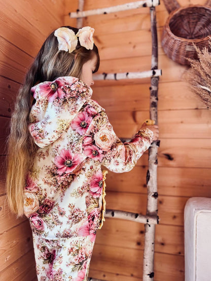 Komplet dziecięcy premium „Blossom Garden” – bluza z kapturem i spodnie