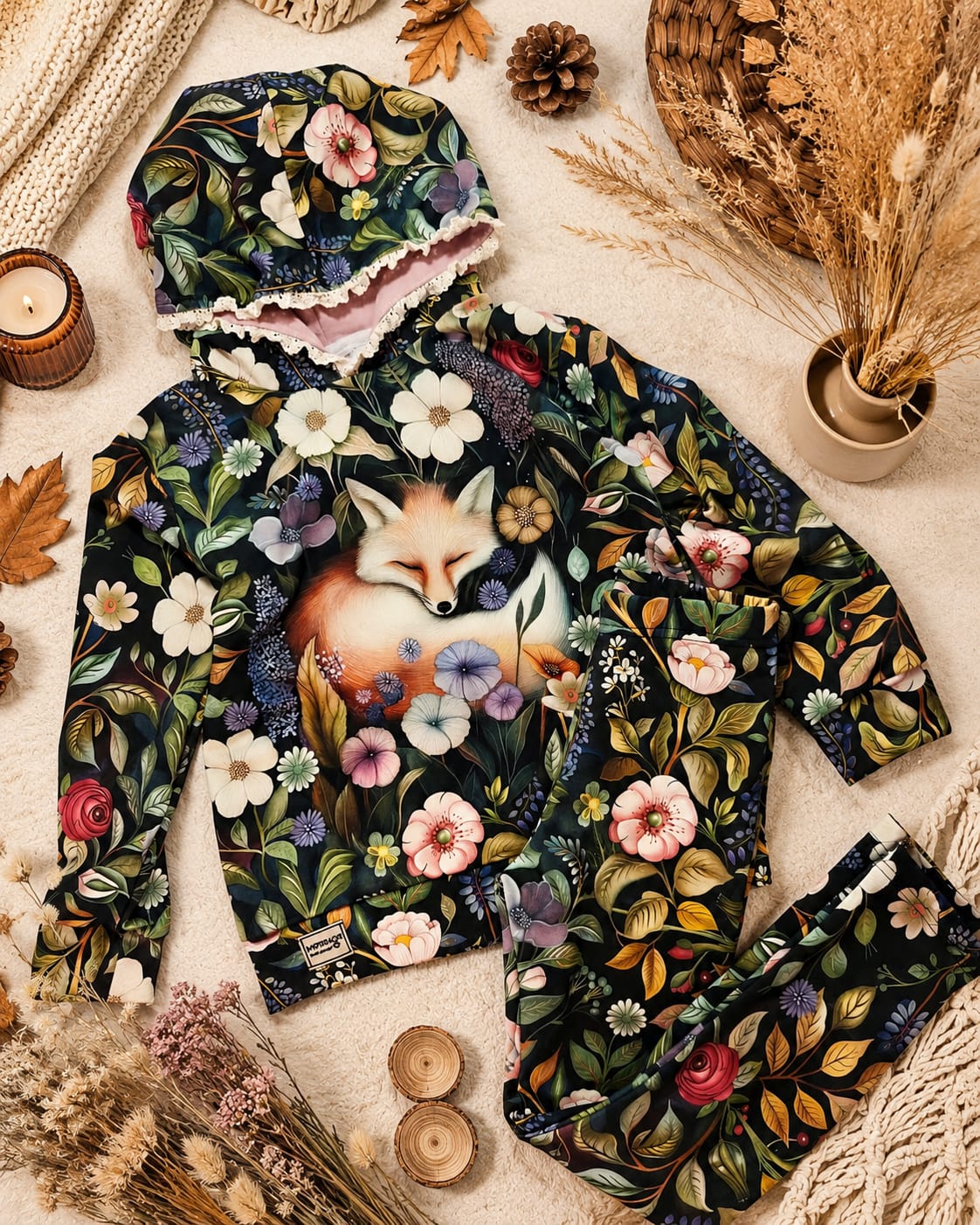 Komplet dresowy Śpiący Lisek — bluza z kapturem i legginsy